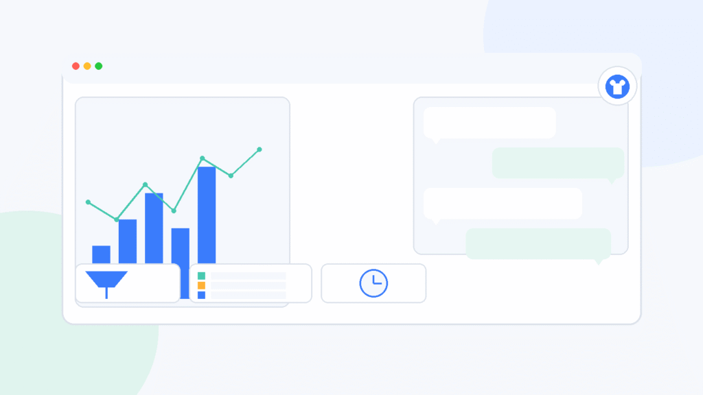 Flat illustration of a dashboard with analytics on the left,HighLevel AI Review