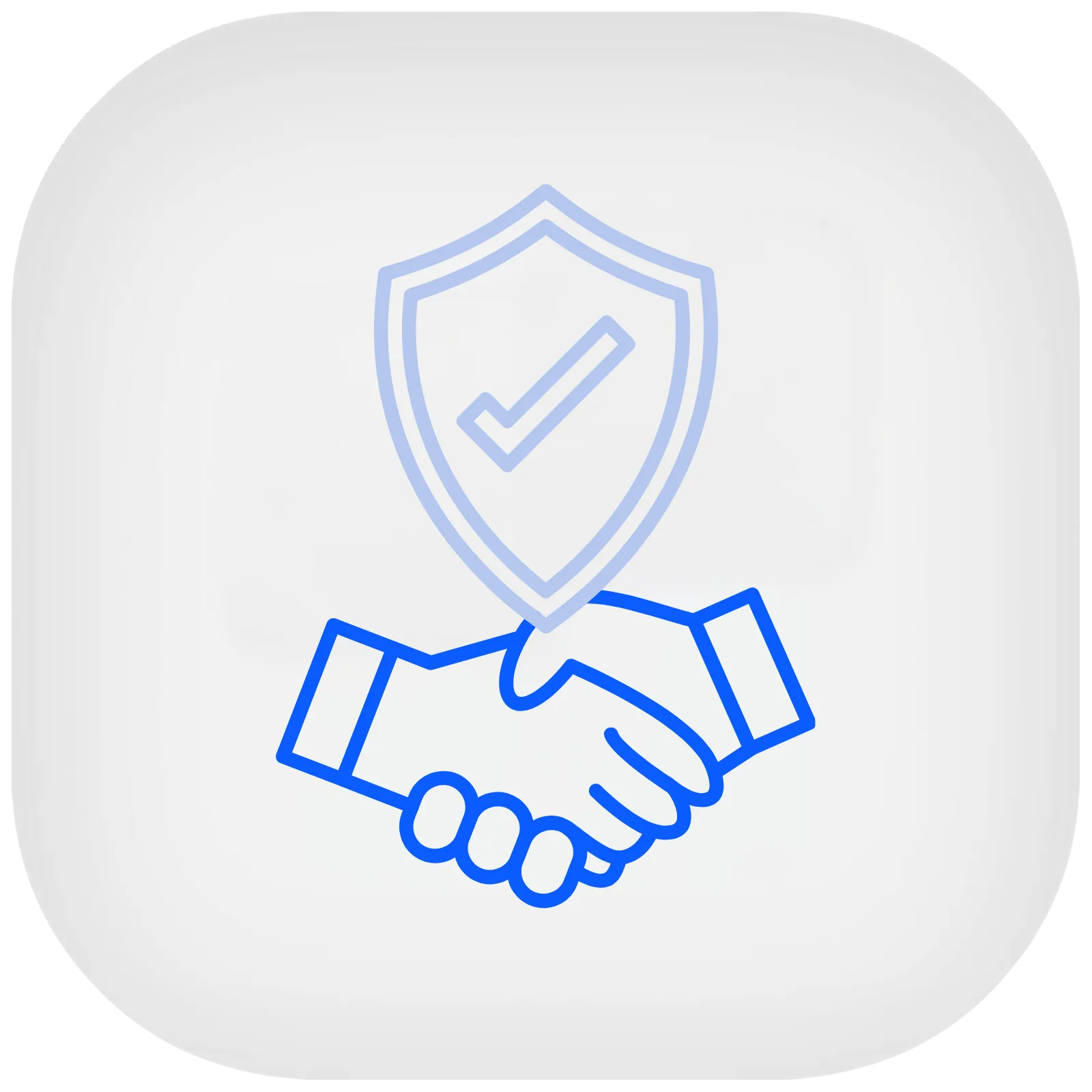 Blue outline handshake icon