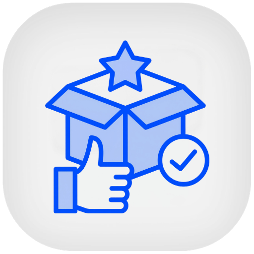 Gift box with stars badge icon representing tested software