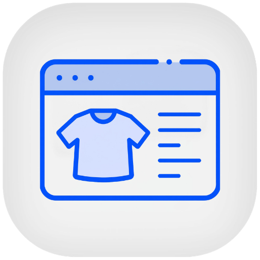 Blue outline computer icon with online clothing store for e-commerce businesses