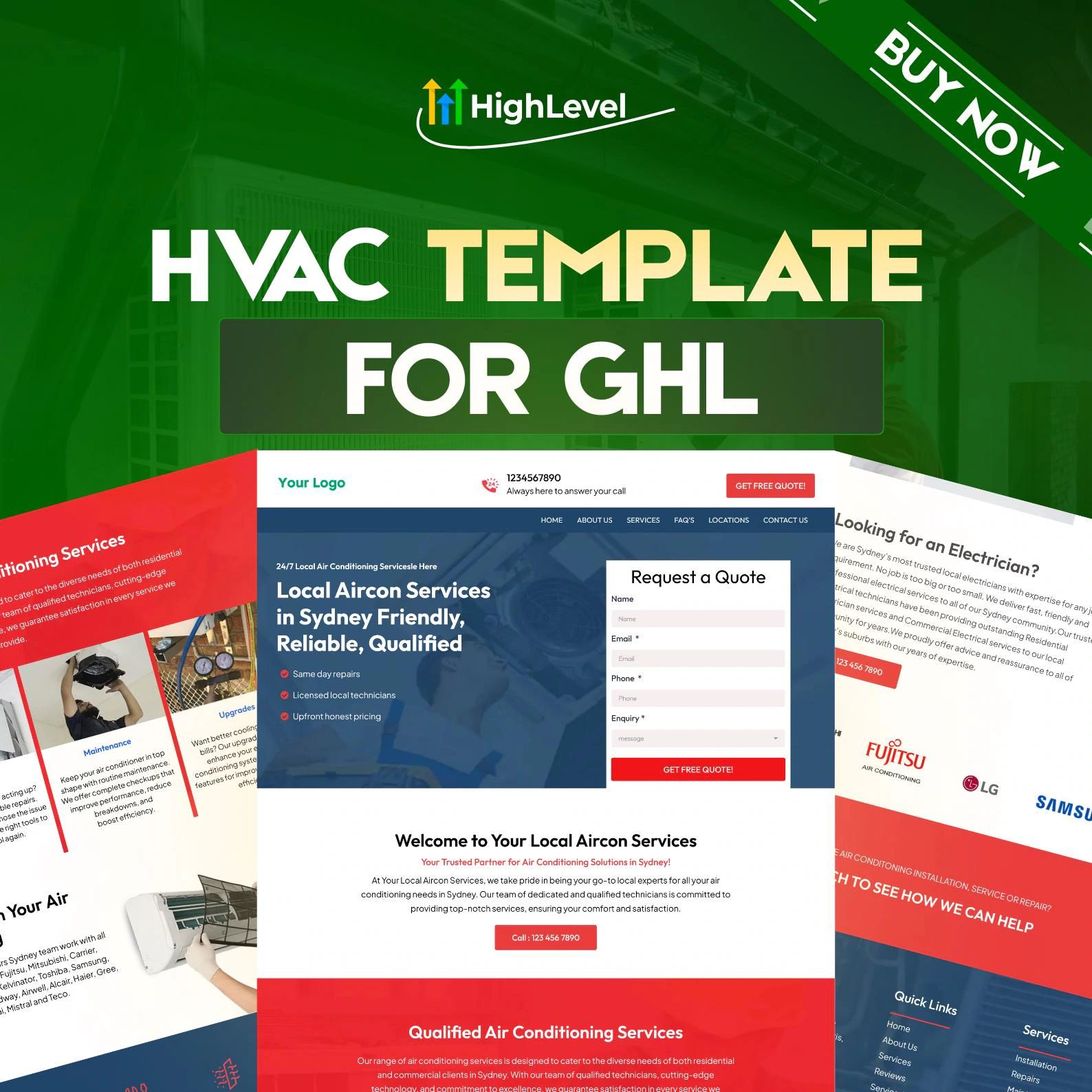 GoHighLevel HVAC Website Template | GHL Website | AC Repair Heating Services Site | Mobile Responsive