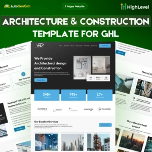 Architecture Construction GoHighLevel Template | GHL Contractor Website | 7 Page Website Design