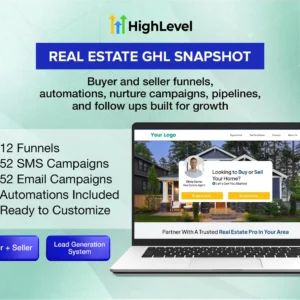 Real Estate GoHighLevel Snapshot | GHL Realtor CRM | Buyer Seller Funnels + Automations | Done For You