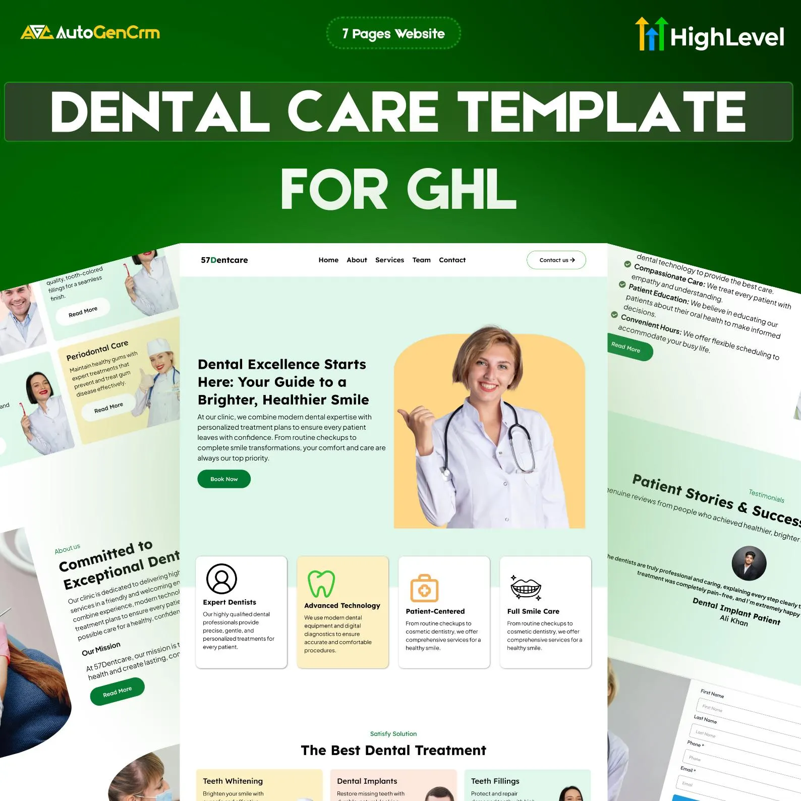 Dental Care GoHighLevel Website Template | GHL Dentist Website | 5 Pages Design | Done For You