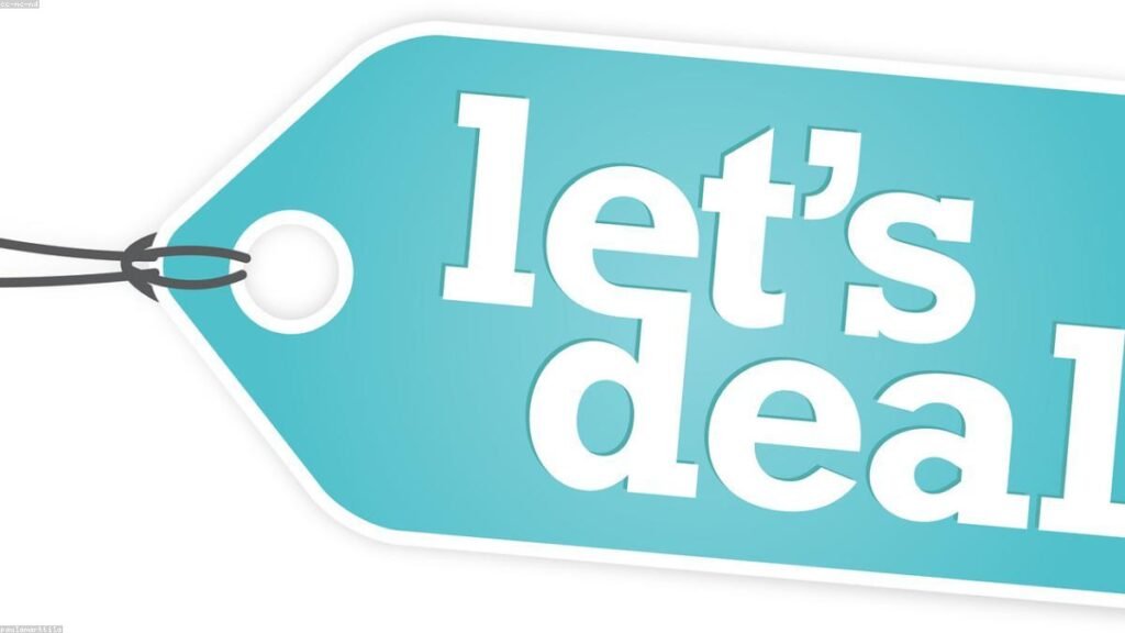 Teal price tag with "let's deal" text representing Temu affiliate program discounts
