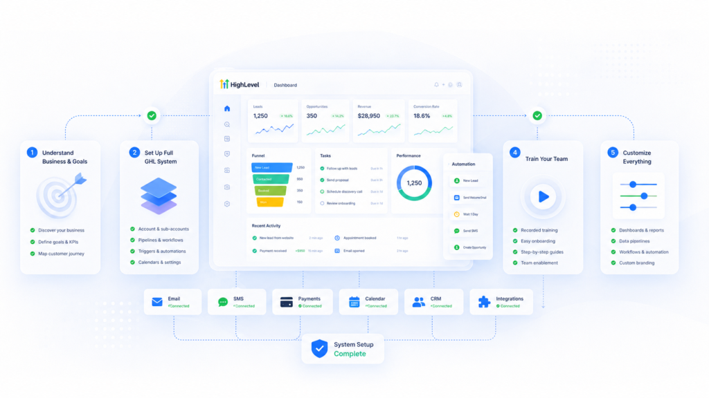 GoHighLevel CRM software dashboard overview
