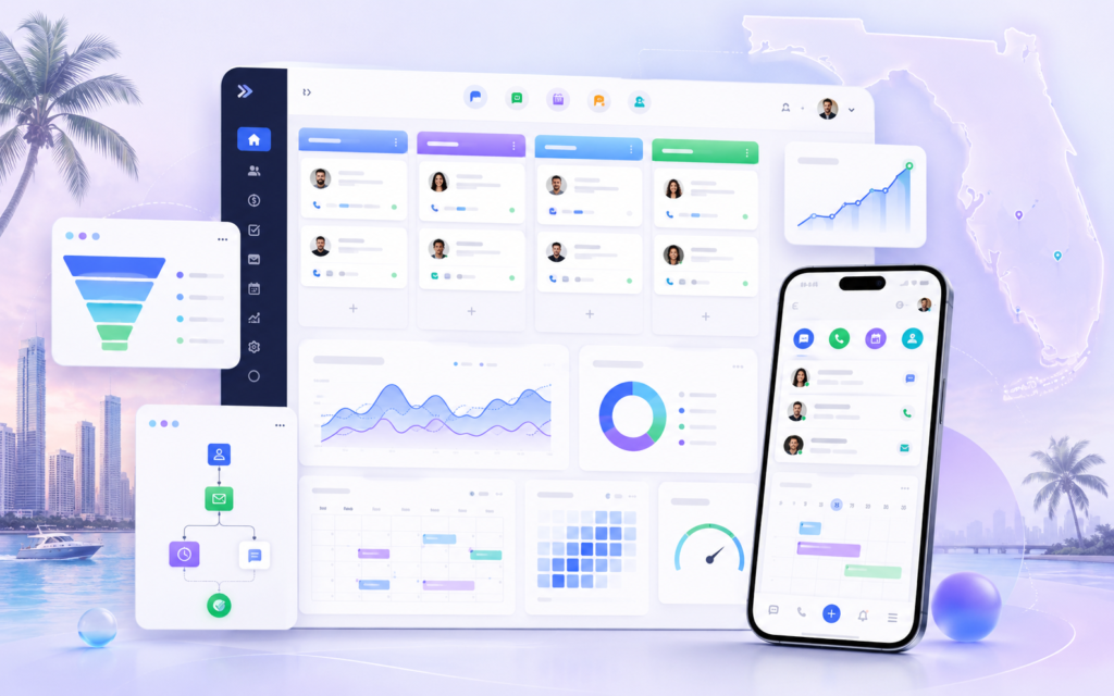 Digital marketing dashboard with charts and graphs.