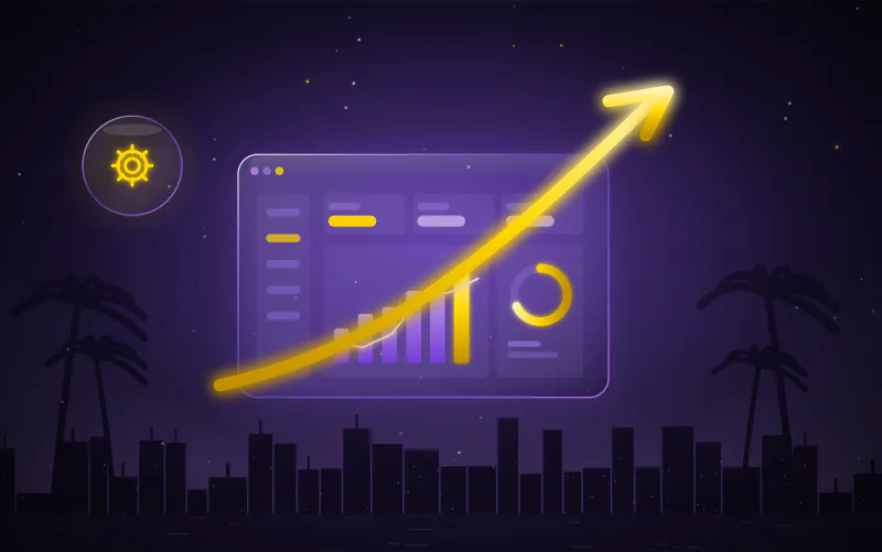 Digital marketing dashboard with charts and graphs.