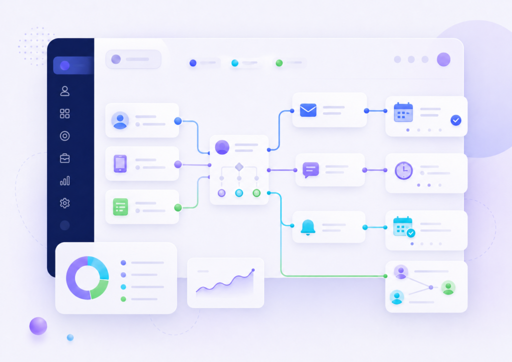CRM software dashboard showcasing marketing automation.