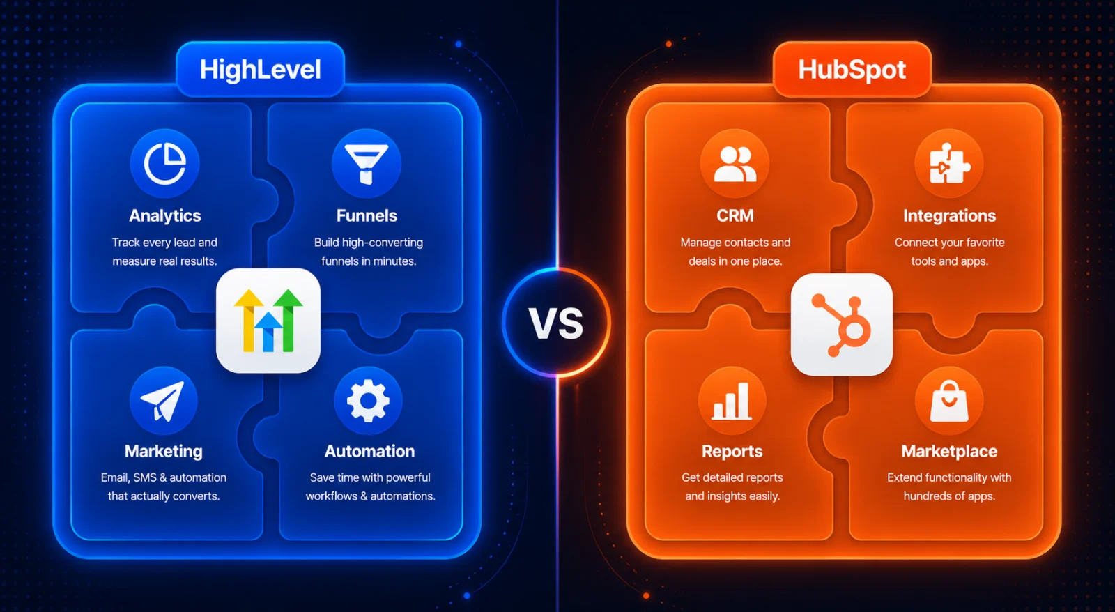 Comparison of GoHighLevel and HubSpot software features