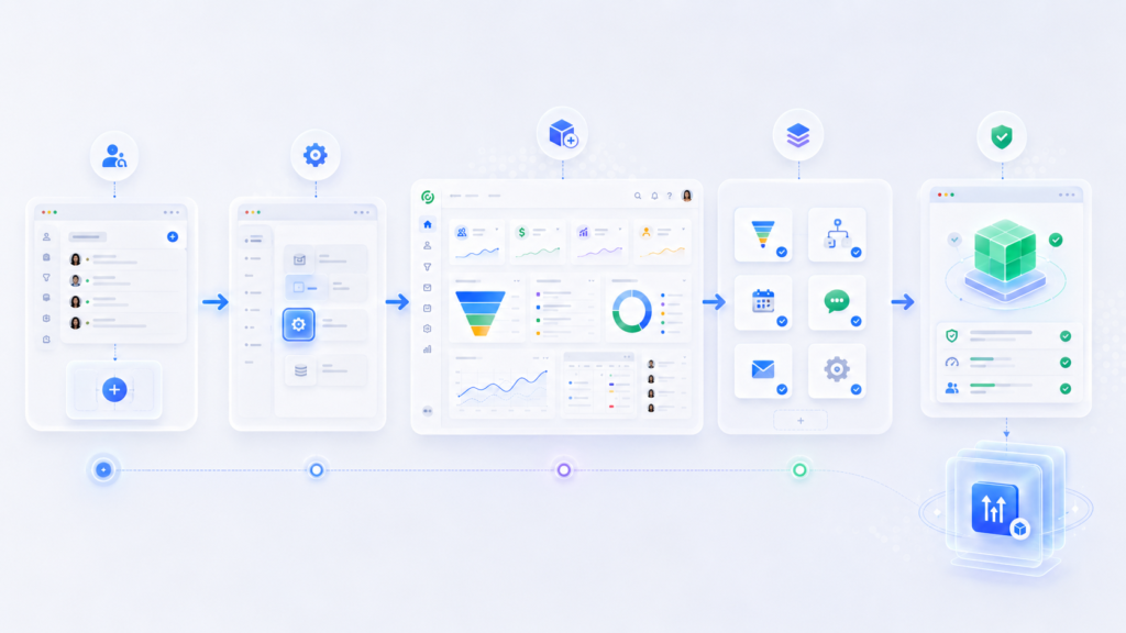 GoHighLevel CRM software workflow illustration