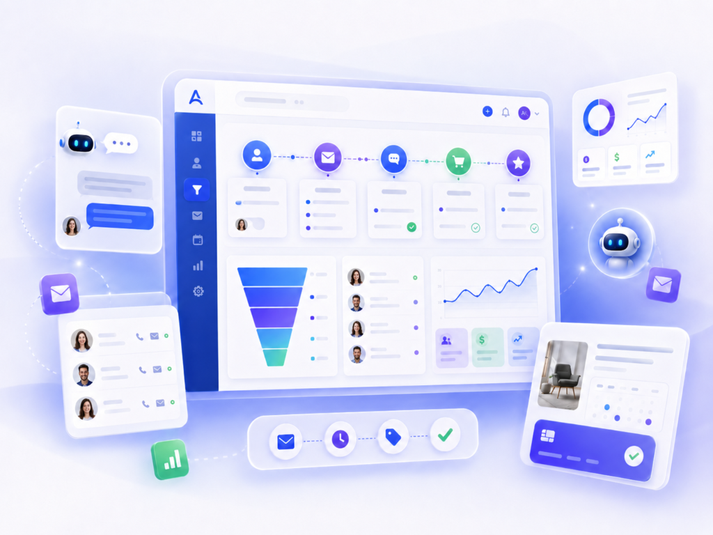 Digital dashboard with CRM and marketing tools