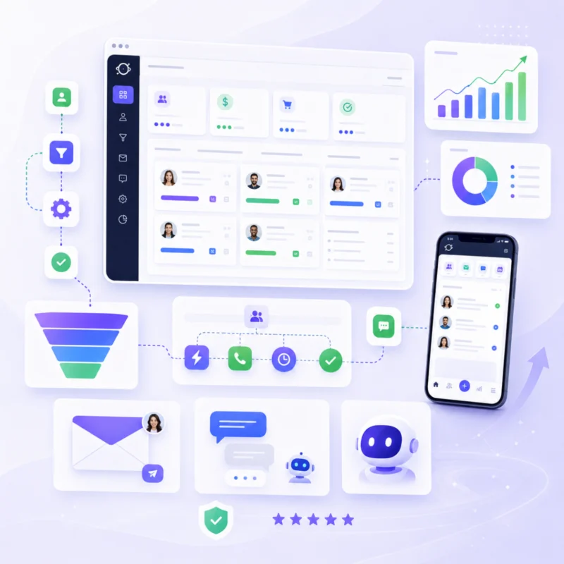 GoHighLevel dashboard with CRM and marketing automation tools