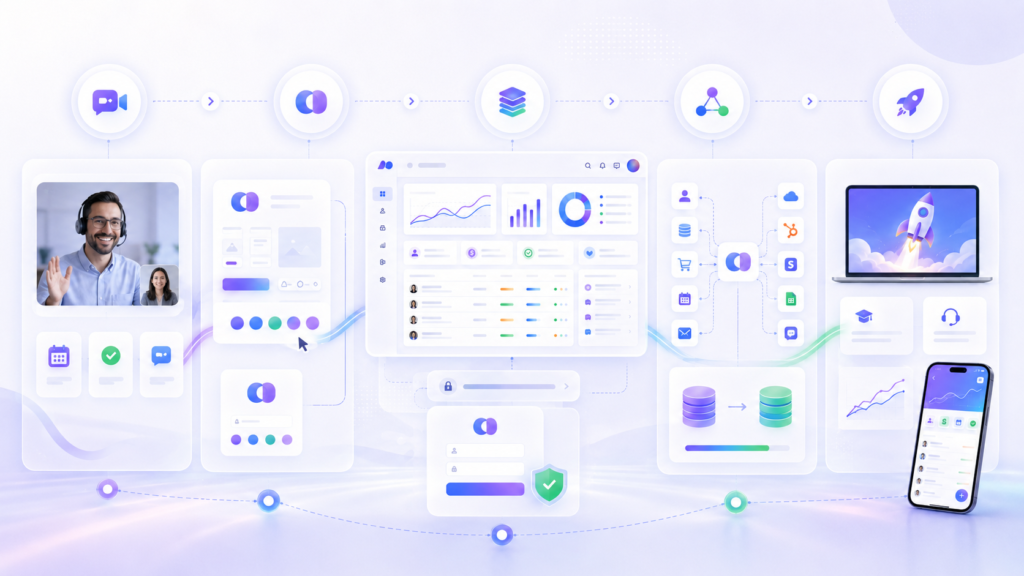 Visual of GoHighLevel CRM and marketing automation software.
