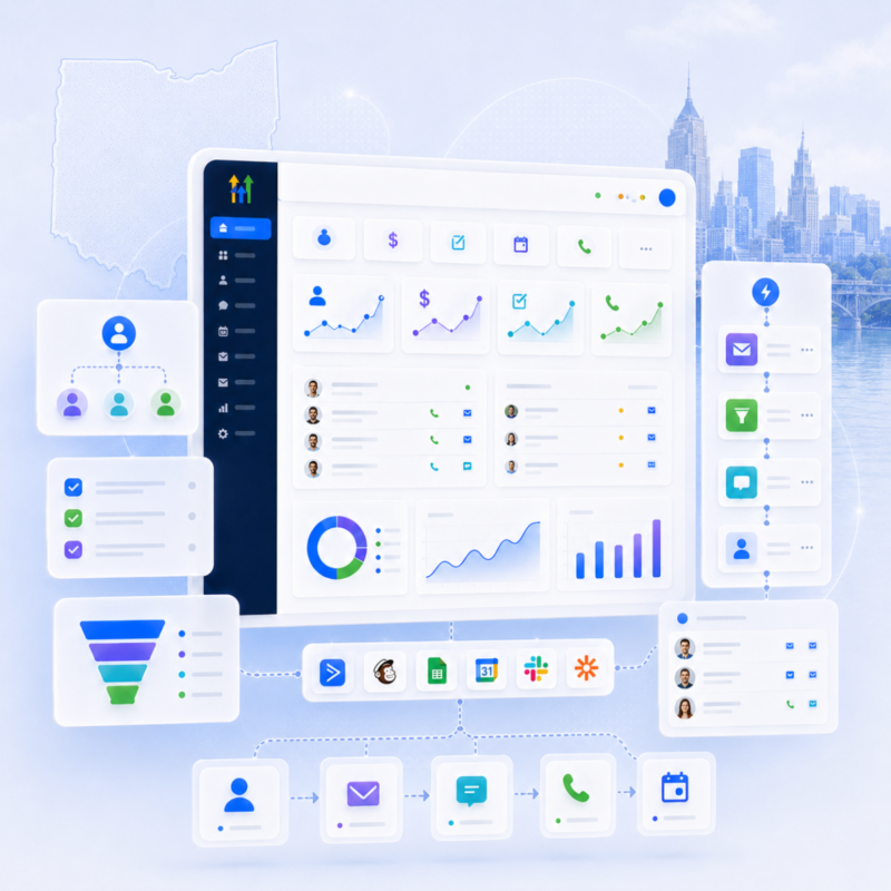 GoHighLevel CRM dashboard illustration