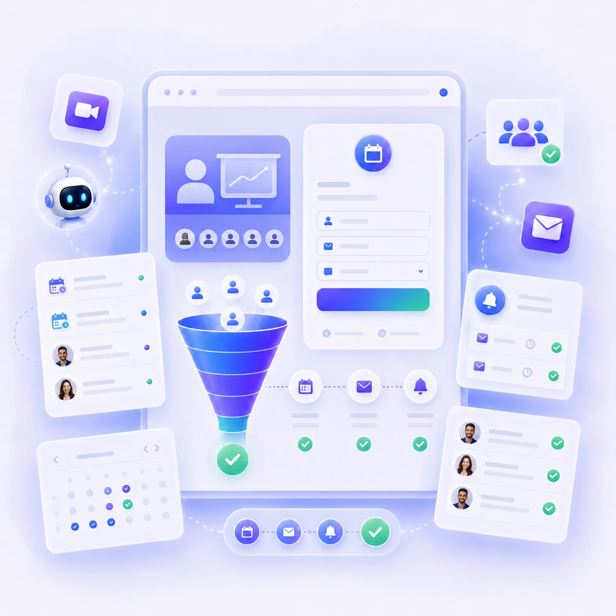 Illustration of digital marketing CRM dashboard and features