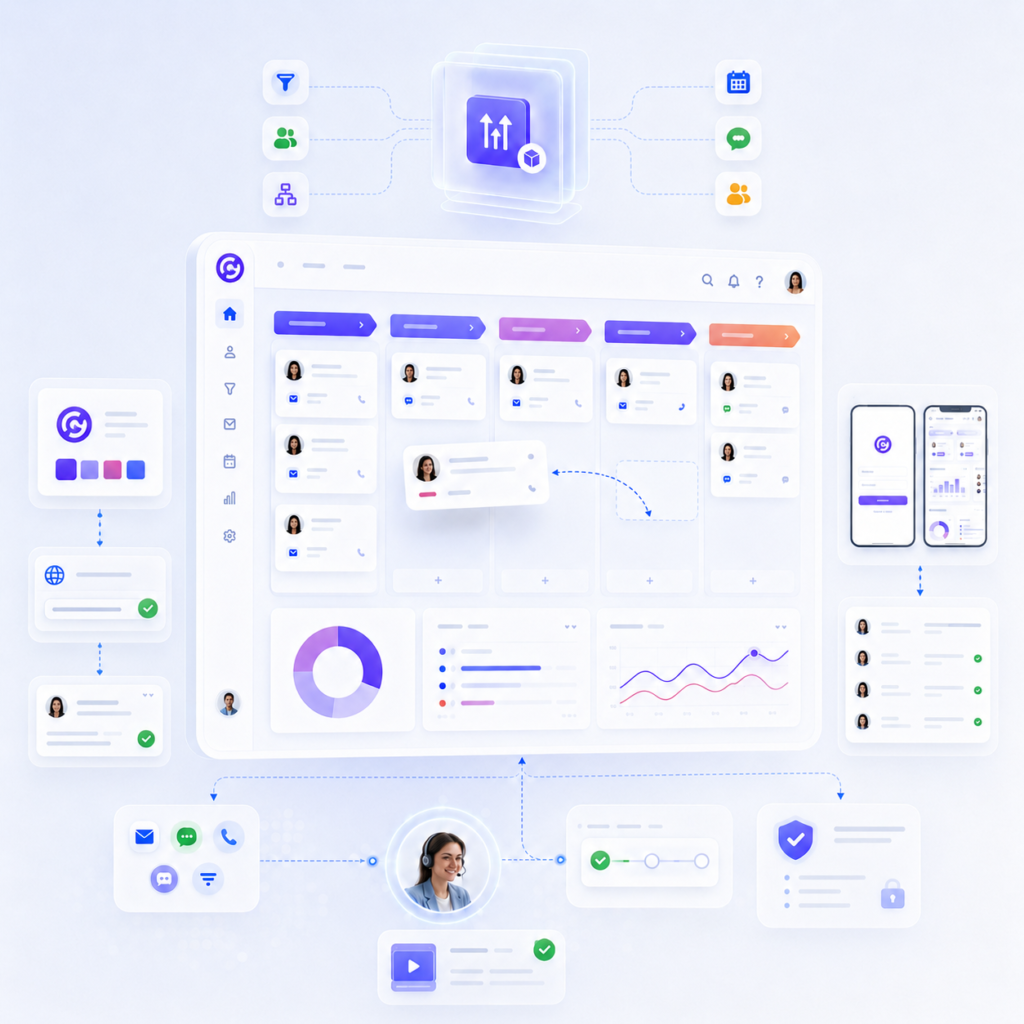 Visual representation of GoHighLevel CRM software interface.
