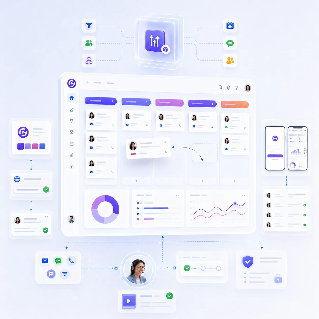 Visual representation of GoHighLevel CRM software interface.