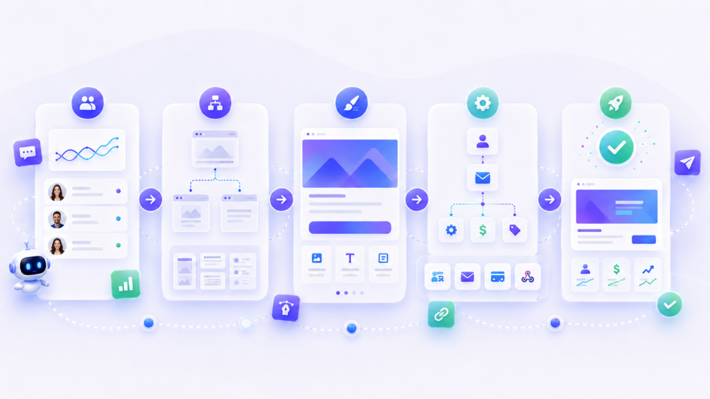 Illustration of marketing automation and CRM software.