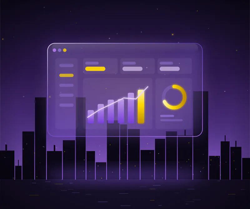 GoHighLevel CRM software interface with Chicago skyline.