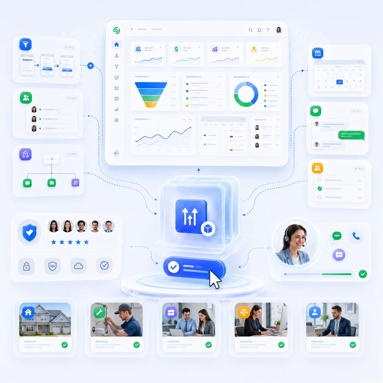Visual representation of GoHighLevel CRM software interface.