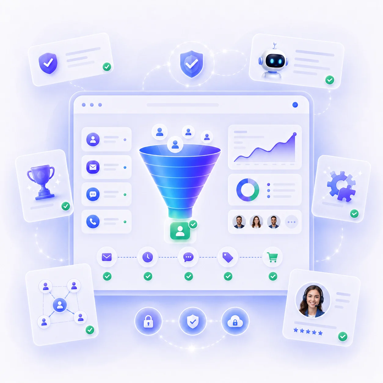 Visual representation of a digital marketing sales funnel.