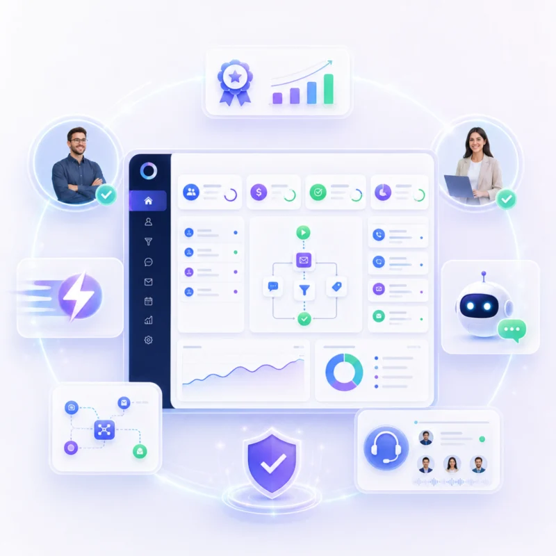 GoHighLevel CRM software interface with marketing tools