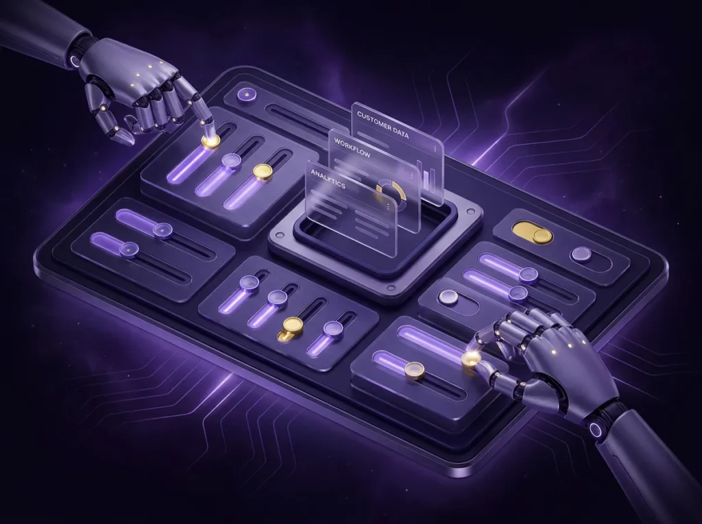 Dark control panel with modules being configured precisely