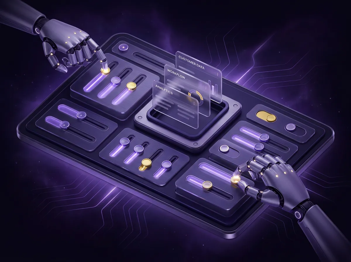Dark control panel with modules being configured precisely