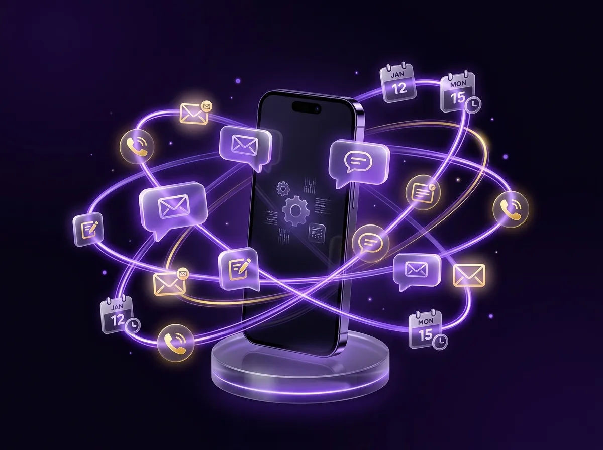 Phone with orbiting automated messages, calls and bookings