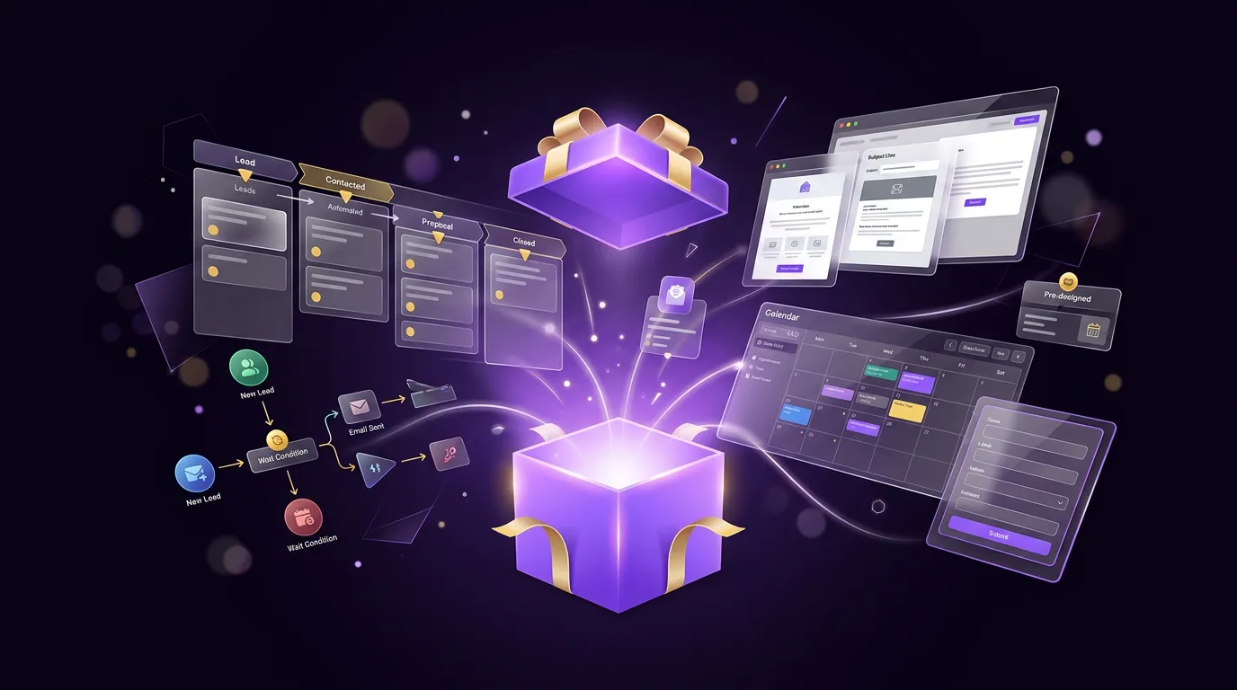 GoHighLevel snapshot unpacking into a complete CRM system with pipelines and automations