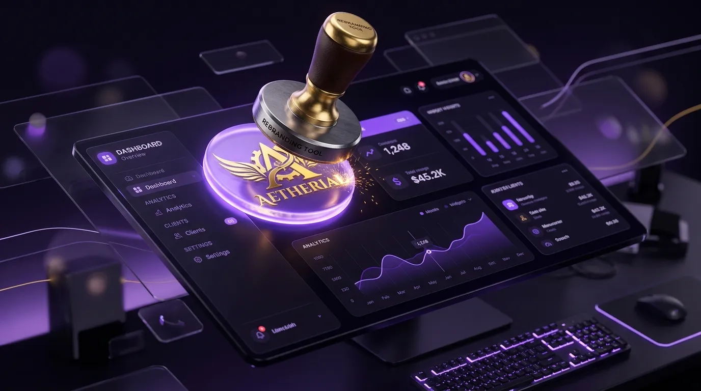 White label GoHighLevel dashboard being stamped with your own brand