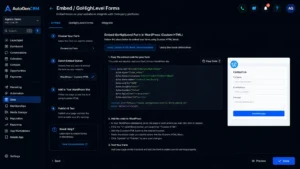 GoHighLevel embed code pasted into a WordPress Custom HTML block