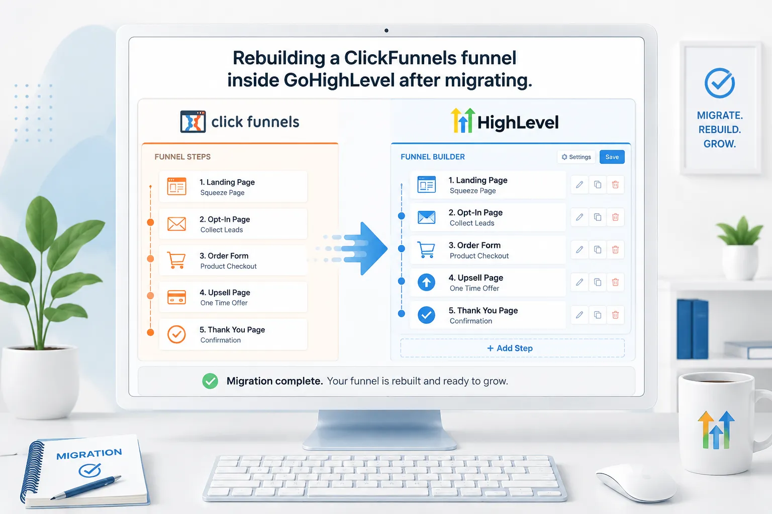 Rebuilding a ClickFunnels funnel inside GoHighLevel after a ClickFunnels to HighLevel migration
