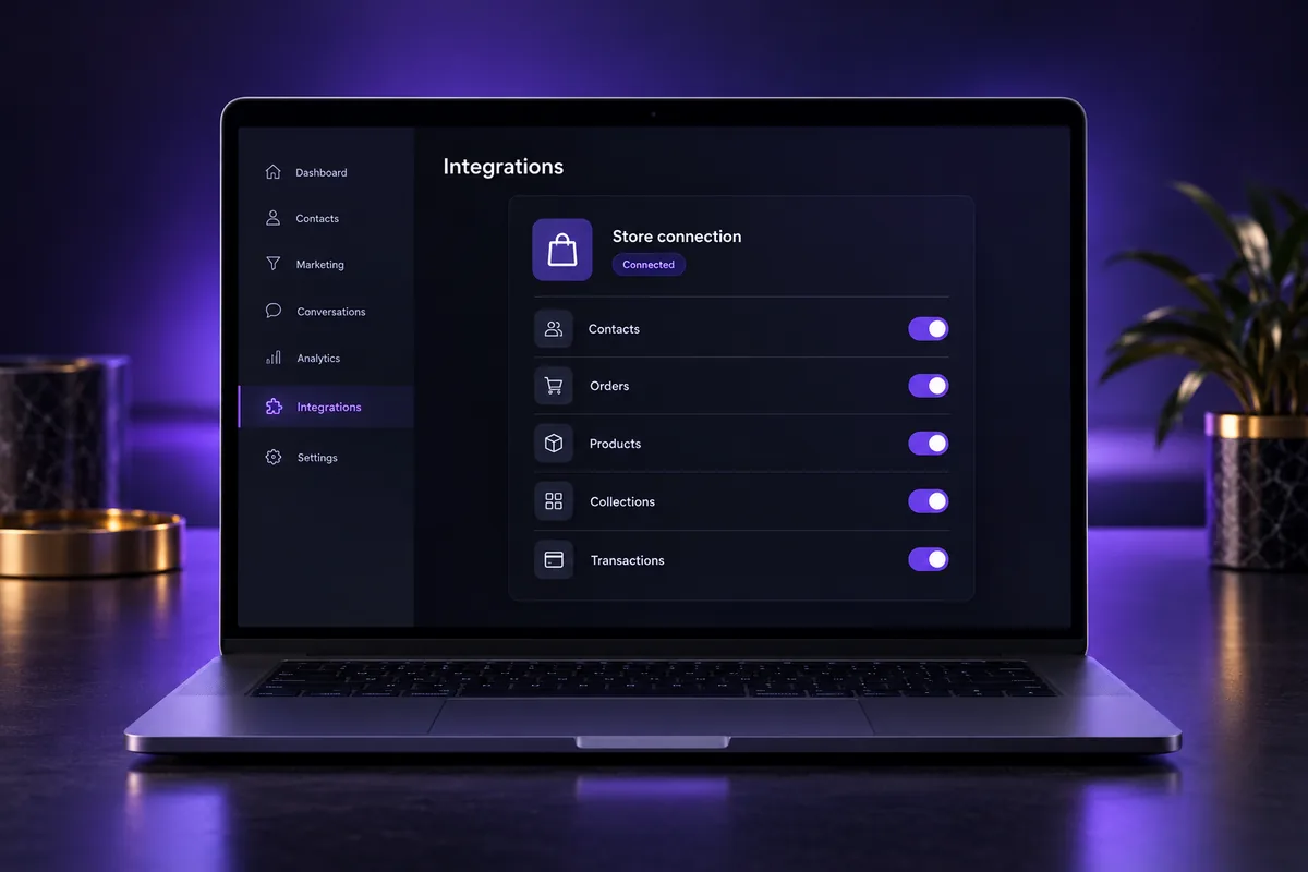 Shopify integrated with GoHighLevel: sync settings for contacts, orders and products